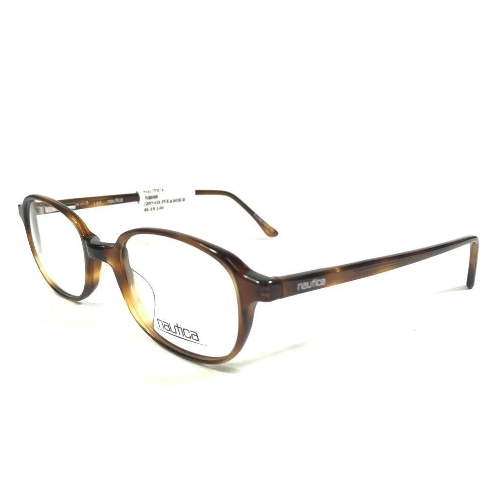 Nautica Eyeglasses Frames N8000 207 Brown Tortoise Round Oval Full Rim 48-19-140